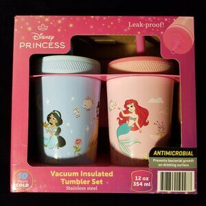Zak! Disney Princess Vacuum Insulated Tumbler Set - 12 oz - Leak-Proof! - New